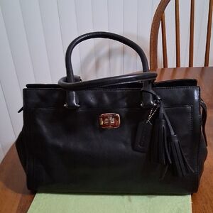 Coach Black Leather Satchel Bag